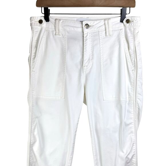 Pistola White Stretch Denim Patch Pocket High Rise Cropped Skinny Pants - Picture 3 of 9